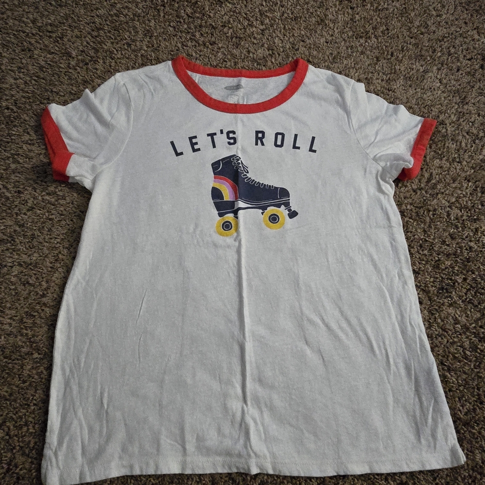 Let's Roll Kids T-Shirt - White with Red Accents